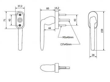 MOTION-DK - DK bronze window handle on rose by Fama International - view 3